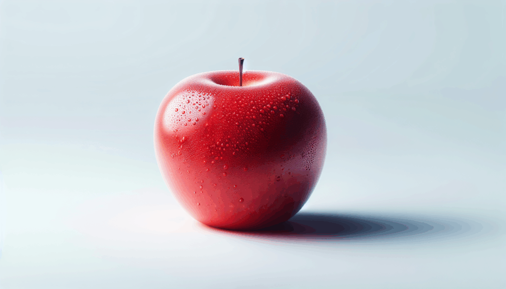 Une pomme réaliste sur un fond blanc.
