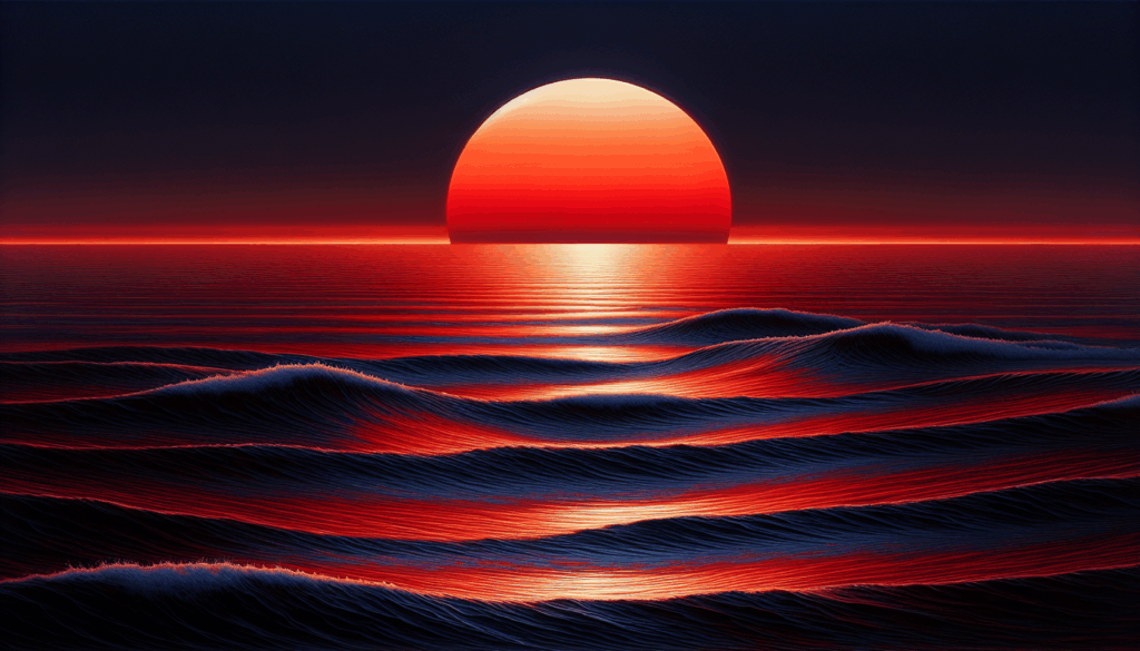 Une image réaliste d'un soleil se couchant sur un océan tranquille.